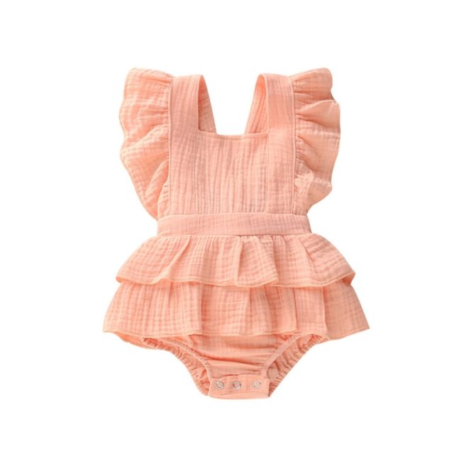 Summer 0-18M Newborn Baby Girl Romper Ruffle Cotton Sleeveless Jumpsuit