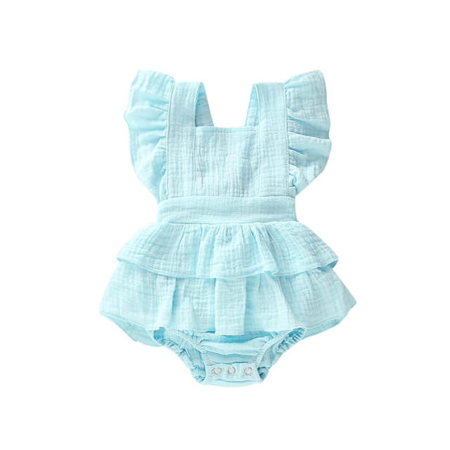 Summer 0-18M Newborn Baby Girl Romper Ruffle Cotton Sleeveless Jumpsuit