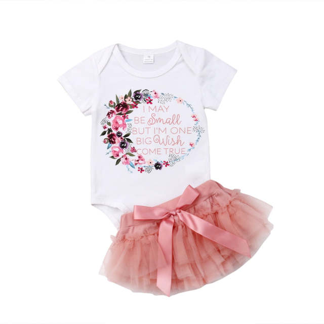 Summer Baby Girls Toddler Romper Tops + Skirt Tutu 2PCS Clothes Set