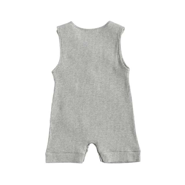 0-18M Newborn Baby Boy Girl Romper Sleeveless Ribbed Solid Jumpsuit