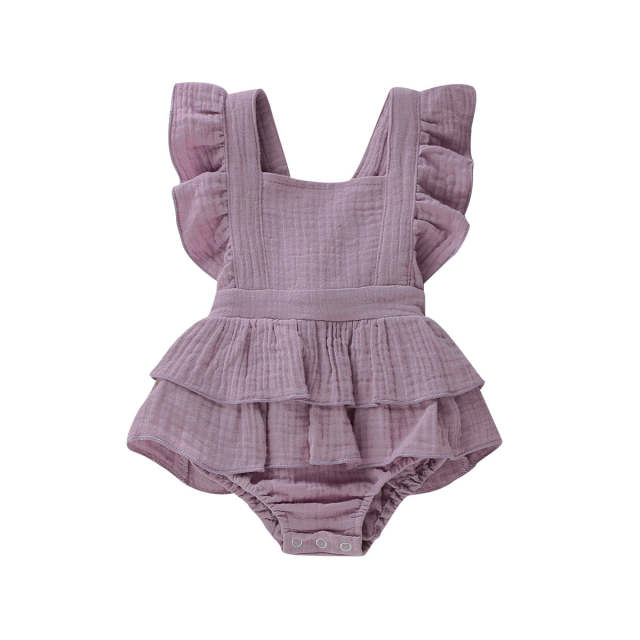 Summer 0-18M Newborn Baby Girl Romper Ruffle Cotton Sleeveless Jumpsuit