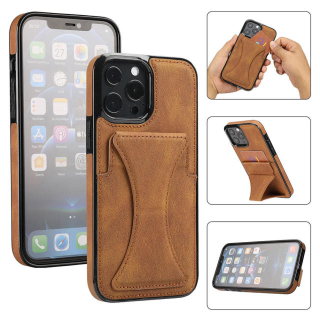 Compatible iPhone 13 Leather Wristband Phone Case with Credit Card Holder PU Leather Stand Card Slot Case for iPhone 13 Pro Max