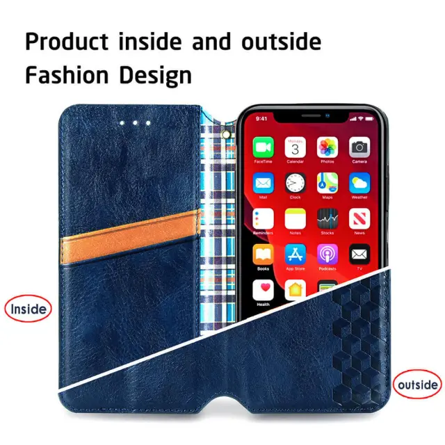 Case for iPhone 13 Pro Wallet Case - PU Leather Magnetic Case and Card Holder - Flip Folio Back Cover Cell Phone Case - Kickstand Shockproof Leather Case for iPhone 12