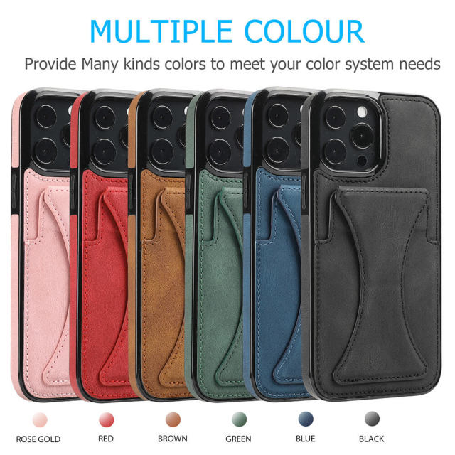 Compatible iPhone 13 Leather Wristband Phone Case with Credit Card Holder PU Leather Stand Card Slot Case for iPhone 13 Pro Max