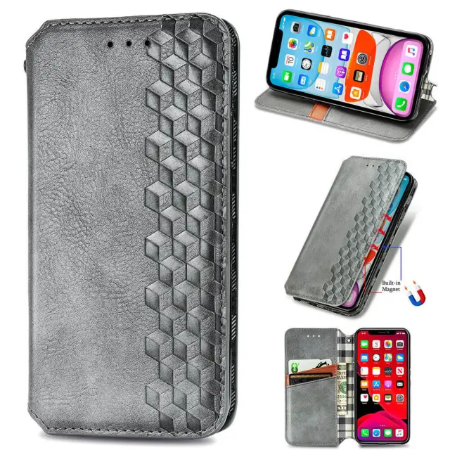 Case for iPhone 13 Pro Wallet Case - PU Leather Magnetic Case and Card Holder - Flip Folio Back Cover Cell Phone Case - Kickstand Shockproof Leather Case for iPhone 12