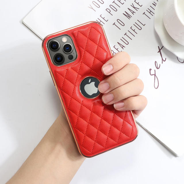 Phone Case For iPhone 12 Diamond quilted pattern Leather Phone Cover For iPhone 11 Apple iPhone 13