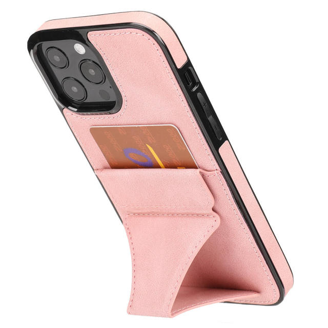 Compatible iPhone 13 Leather Wristband Phone Case with Credit Card Holder PU Leather Stand Card Slot Case for iPhone 13 Pro Max