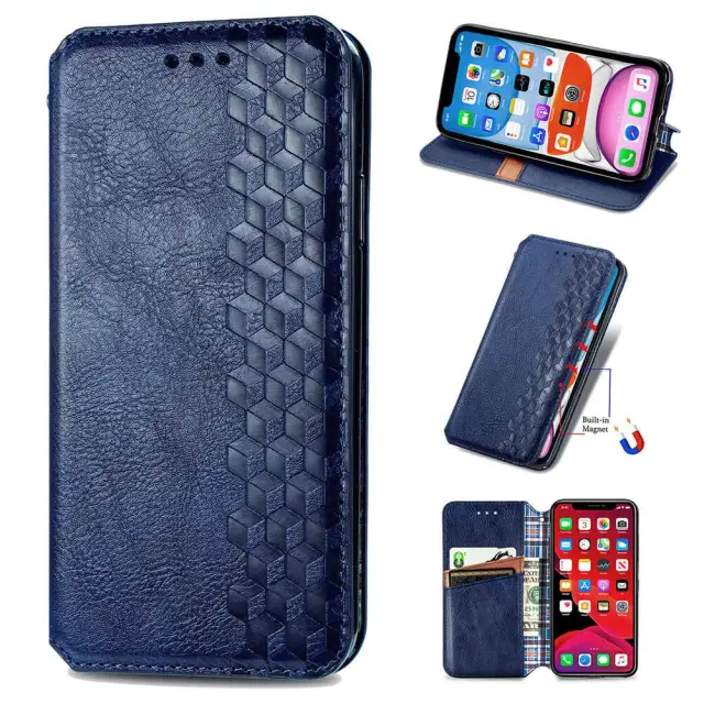 Case for iPhone 13 Pro Wallet Case - PU Leather Magnetic Case and Card Holder - Flip Folio Back Cover Cell Phone Case - Kickstand Shockproof Leather Case for iPhone 12