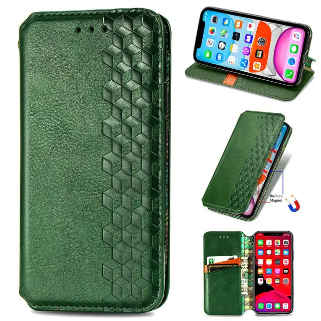 Case for iPhone 13 Pro Wallet Case - PU Leather Magnetic Case and Card Holder - Flip Folio Back Cover Cell Phone Case - Kickstand Shockproof Leather Case for iPhone 12