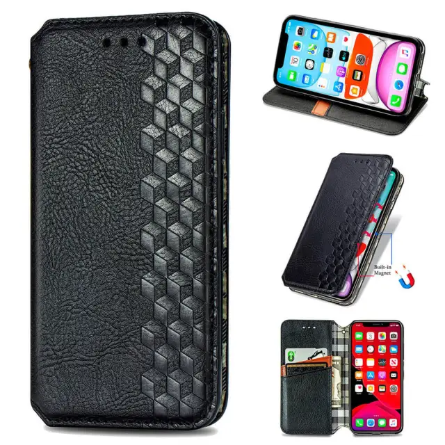 Case for iPhone 13 Pro Wallet Case - PU Leather Magnetic Case and Card Holder - Flip Folio Back Cover Cell Phone Case - Kickstand Shockproof Leather Case for iPhone 12