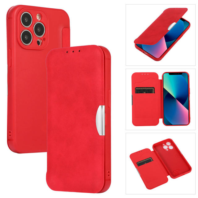 Case for iPhone 12/12 Pro TPU Leather Flip Magnetic Cover with Card Slot Kickstand Shockproof Case Compatible with iPhone 13