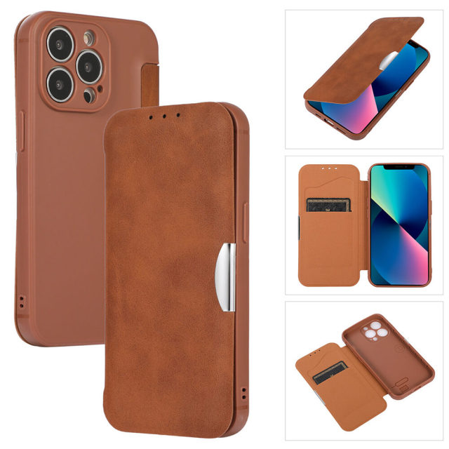 Case for iPhone 12/12 Pro TPU Leather Flip Magnetic Cover with Card Slot Kickstand Shockproof Case Compatible with iPhone 13