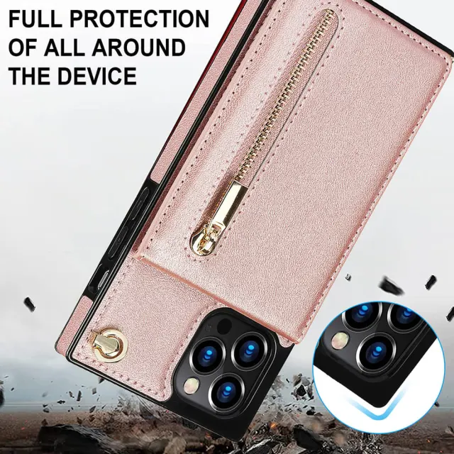 Wallet Case for iPhone 13 Pro Max- Crossbody PU Leather Phone Case with Card Holder Kickstand Magnetic Closure Flip Folio Zipper Purse