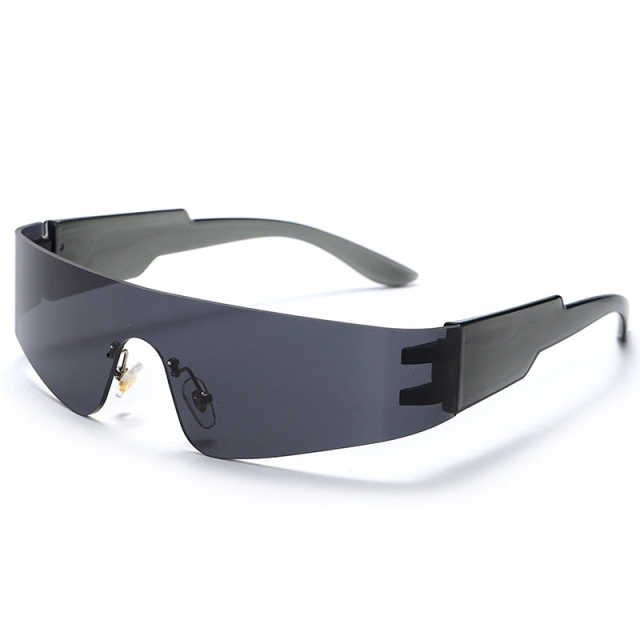 Oversized Rimless Sunglasses For Women Fashion Men Punk Sports Eyewear UV400