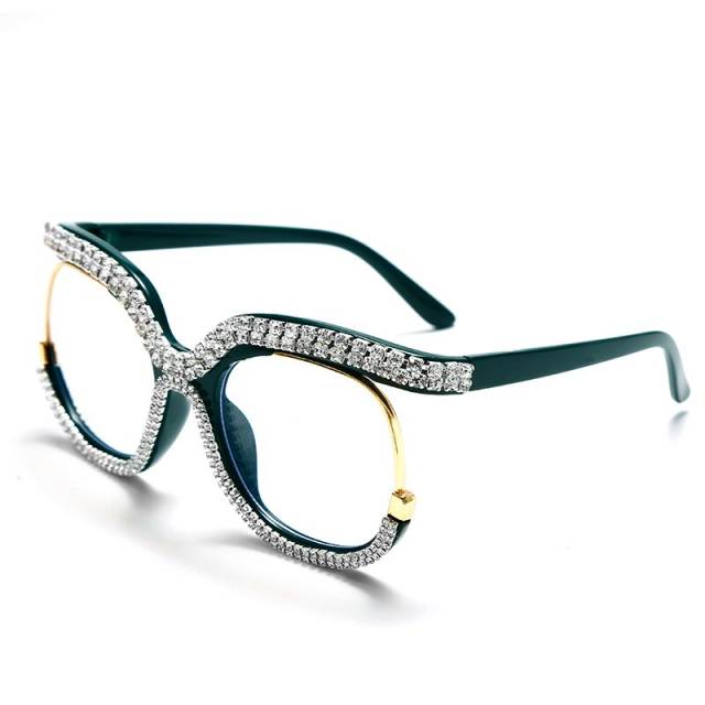 Diamond Sunglasses Retro Square Frames Men Women UV400 Eyeglasses Fashion Eyewear