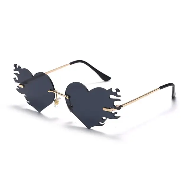 Heart Shape Sunglasses Women Rimless Sun Glasses Men UV400 Steampunk Eyeglasses Mirror Shades Ladies Eyewear