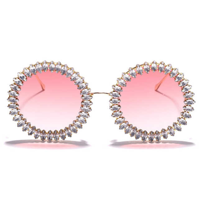 Women Rhinestone Round Sunglasses Glasses Men Shades Diamond Eyewear Vintage Sunglasses