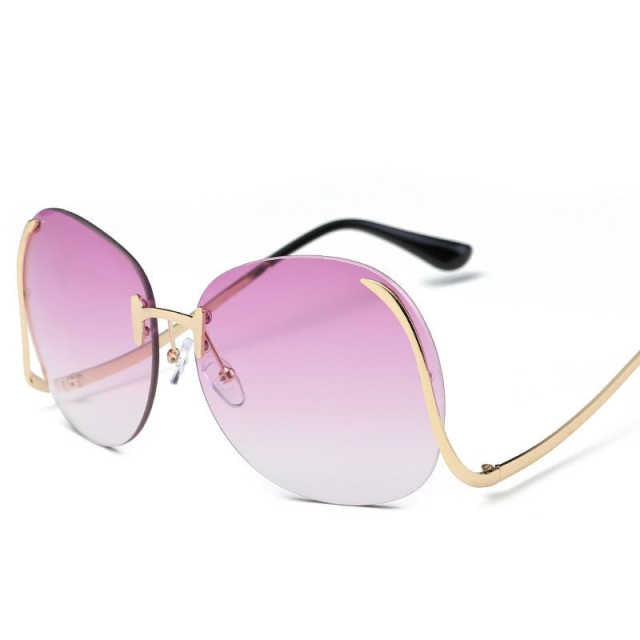Oversized Rimless Sunglasses Women Vintage Square Sun Glasses Shades Female Big Frames Eyeglasses UV400