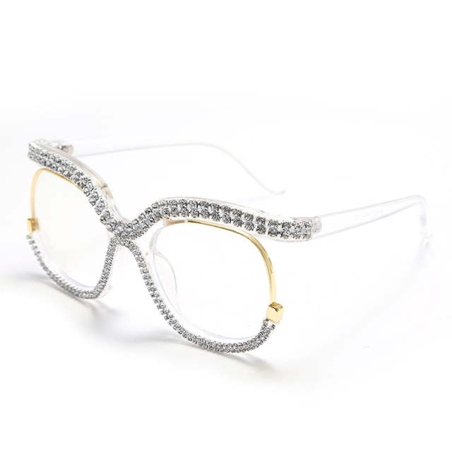 Diamond Sunglasses Retro Square Frames Men Women UV400 Eyeglasses Fashion Eyewear