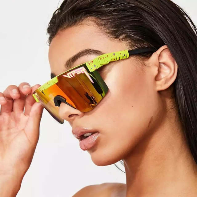 Sunglasses For Men/Women UV400 Flat Top Goggle Mirrored Lens Windproof Sport Non Polarized  Eyewear