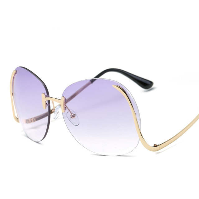 Oversized Rimless Sunglasses Women Vintage Square Sun Glasses Shades Female Big Frames Eyeglasses UV400