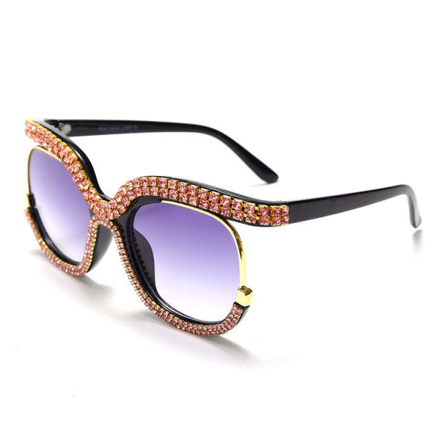 Diamond Sunglasses Retro Square Frames Men Women UV400 Eyeglasses Fashion Eyewear