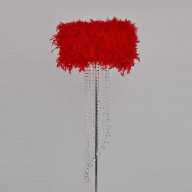 Modern Crystal Floor Lamp with Feather Shade,Chrome Finish and Plentiful Crystals for Living Room/ Bedroom/ Bedside