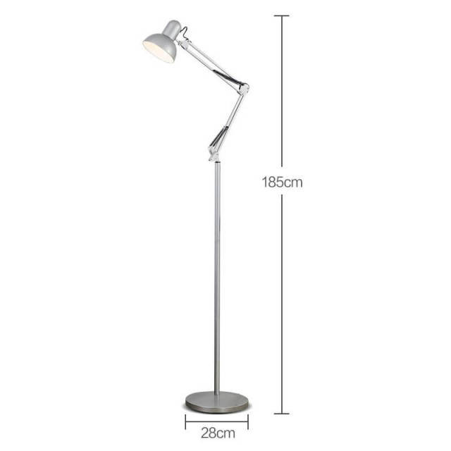 Modern Metal Floor Lamp,Flexible Swing Arm Reading Floor Lamp with Metal Shade,Adjustable Industrial Standing Lamp for Living Room,Bedroom,Office,Study Room