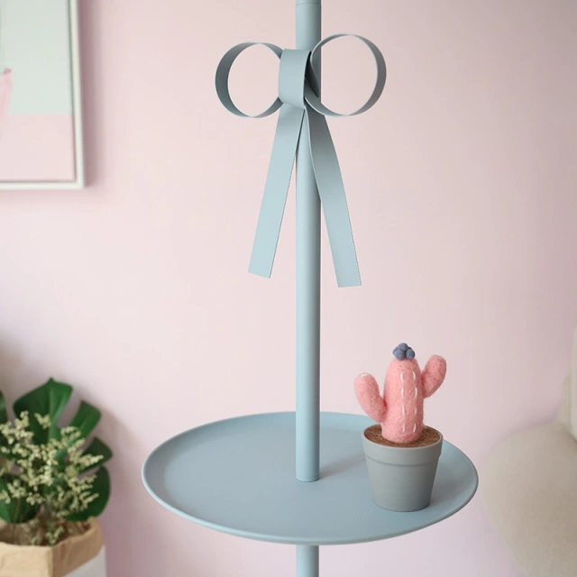 Floor Lamp with End Table,Creative Bowknot Floor Lamps for Princess Room Bedroom Bedside Standing Light