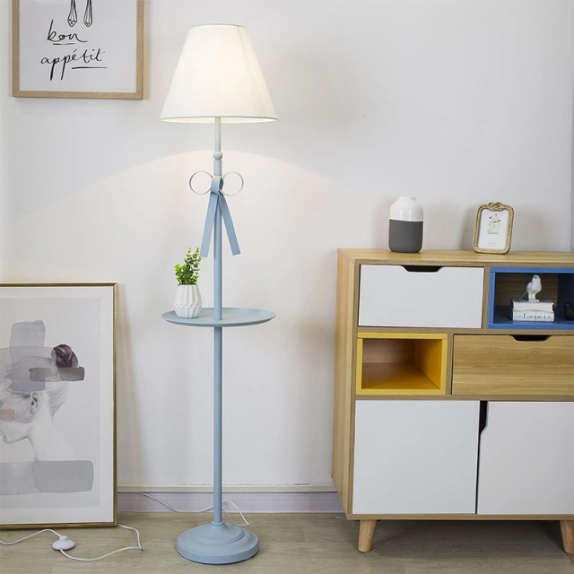 Floor Lamp with End Table,Creative Bowknot Floor Lamps for Princess Room Bedroom Bedside Standing Light