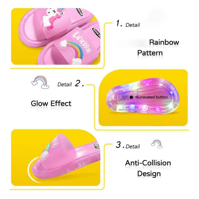 Light Up Slippers Children Unicorn LED Shoes Sandals for Toddler Girl Boys