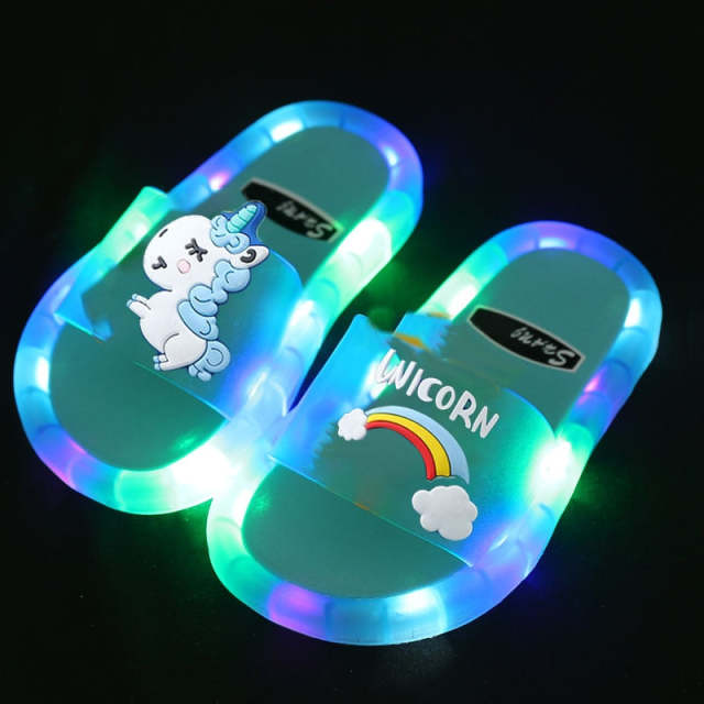 Light Up Slippers Children Unicorn LED Shoes Sandals for Toddler Girl Boys