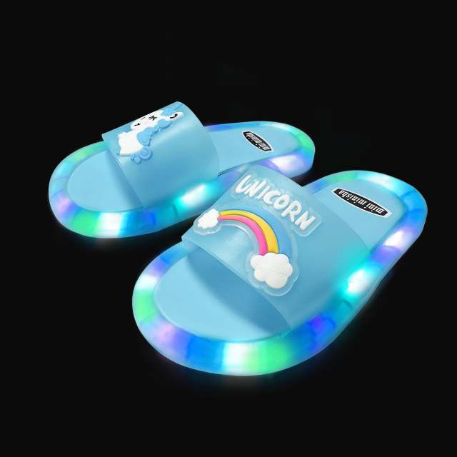 Light Up Slippers Children Unicorn LED Shoes Sandals for Toddler Girl Boys