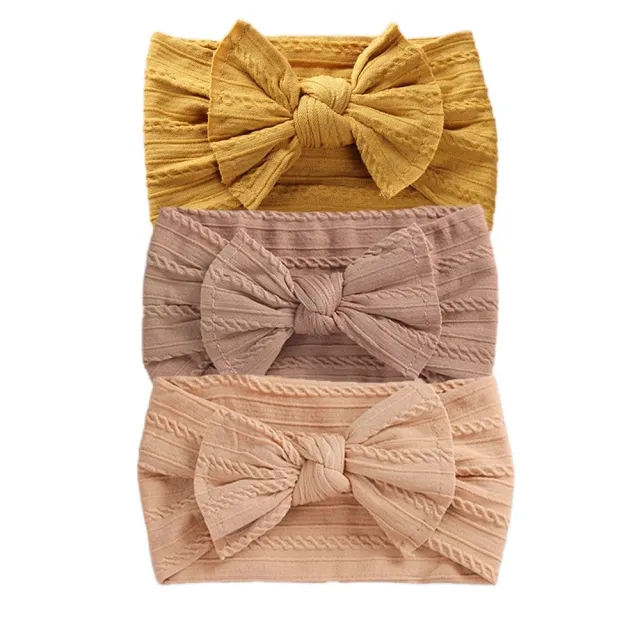 3Pcs/Lot Baby Headbands Stretchy Nylon Headband with Bows for Newborn Baby Girls