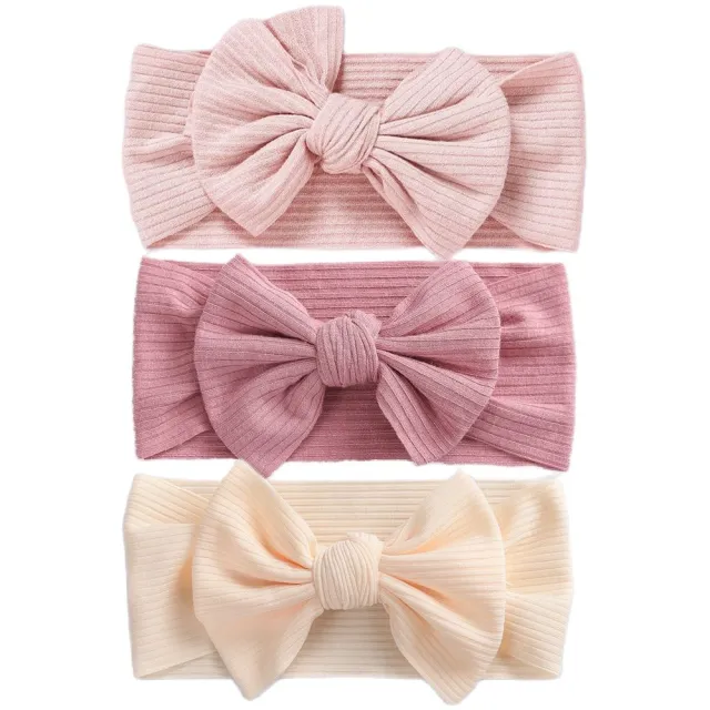 3Pcs/Lot Baby Headbands Stretchy Nylon Headband with Bows for Newborn Baby Girls