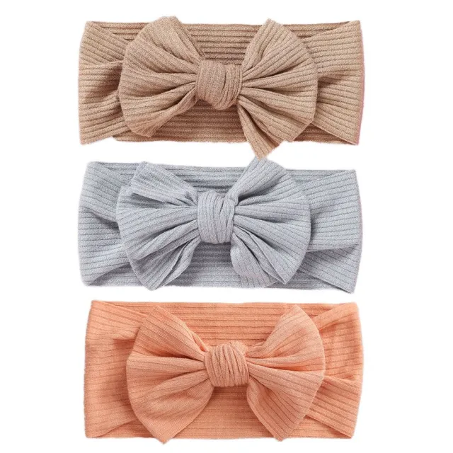 3Pcs/Lot Baby Headbands Stretchy Nylon Headband with Bows for Newborn Baby Girls