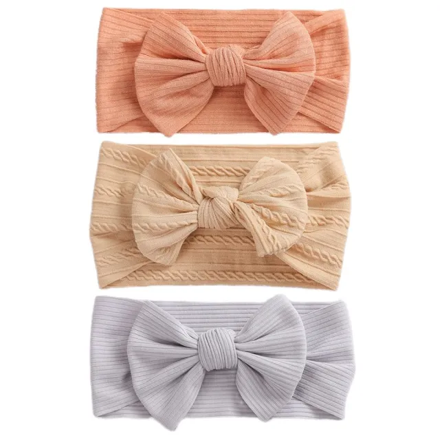 3Pcs/Lot Baby Headbands Stretchy Nylon Headband with Bows for Newborn Baby Girls