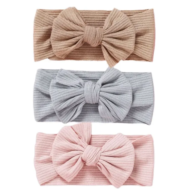 3Pcs/Lot Baby Headbands Stretchy Nylon Headband with Bows for Newborn Baby Girls