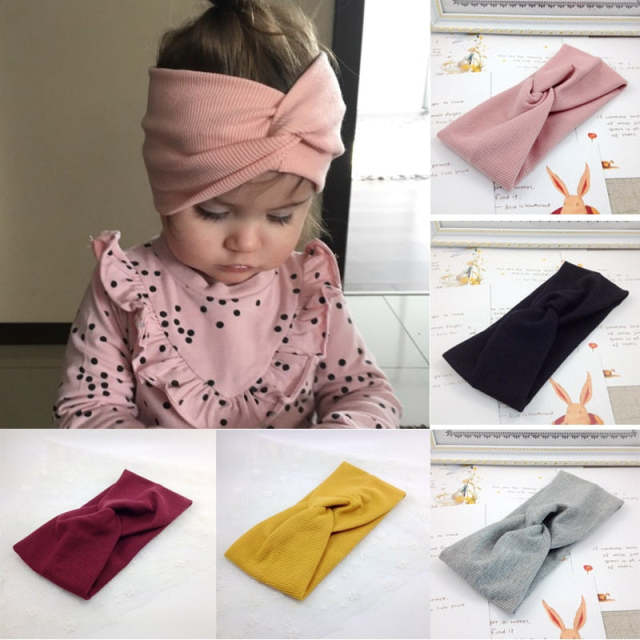 Baby Headband Girls Twisted Knotted Elastic Headbands Solid Color 1 Pcs