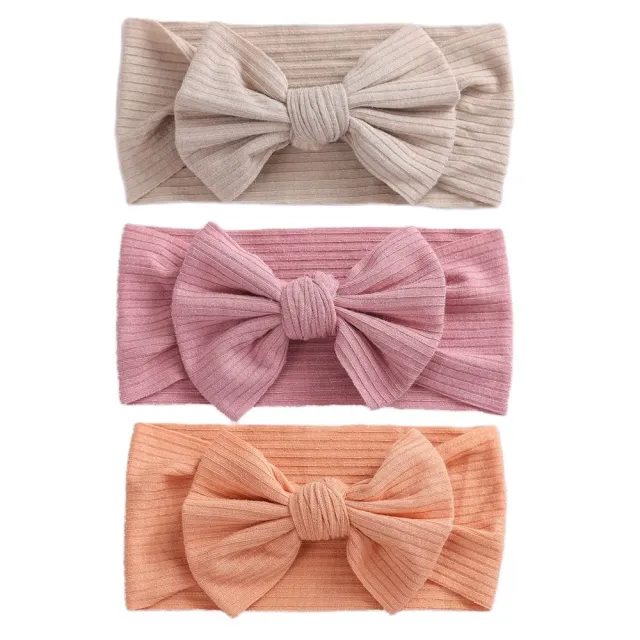 3Pcs/Lot Baby Headbands Stretchy Nylon Headband with Bows for Newborn Baby Girls