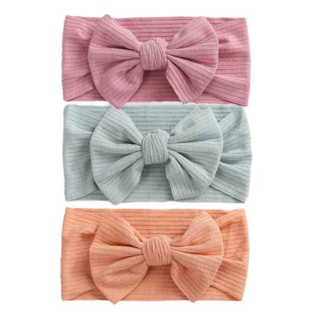 3Pcs/Lot Baby Headbands Stretchy Nylon Headband with Bows for Newborn Baby Girls