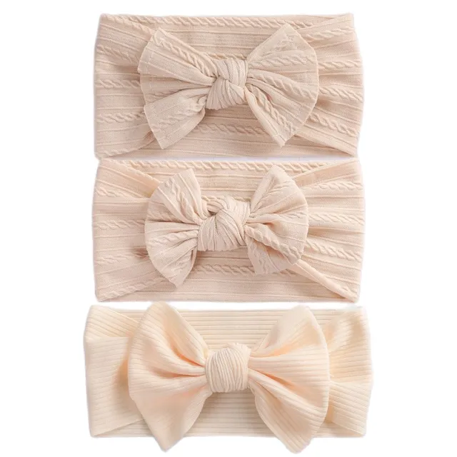 3Pcs/Lot Baby Headbands Stretchy Nylon Headband with Bows for Newborn Baby Girls