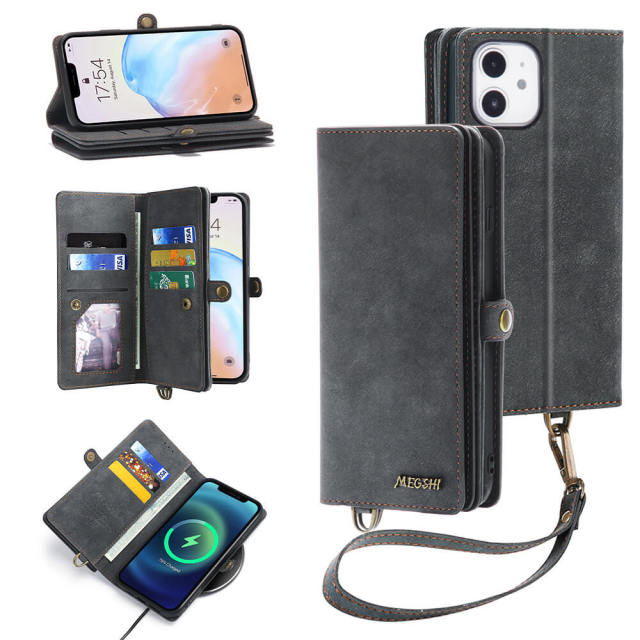 Case for iPhone 13 Pro - PU Leather 2 in 1 Detachable Magnetic Flip Cover with Card Slots Wallet Case