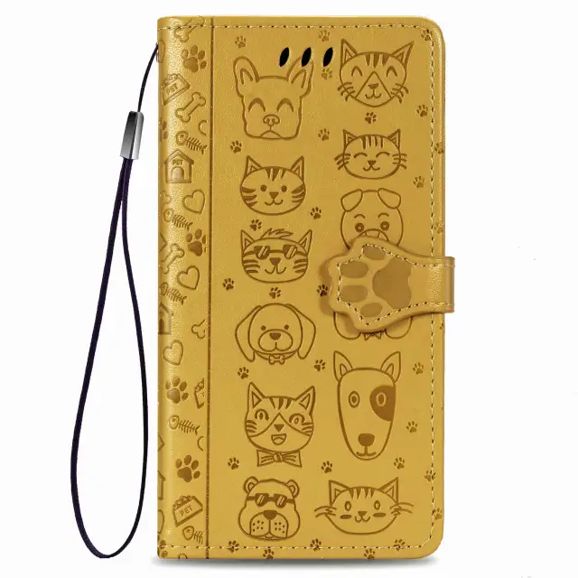 Wallet Phone Case for iPhone 12 Pro,Cartoon Cat Dog Pattern PU Leather Case with Magnetic Clasp and Cash Card Slots Holder Cover for iPhone 11