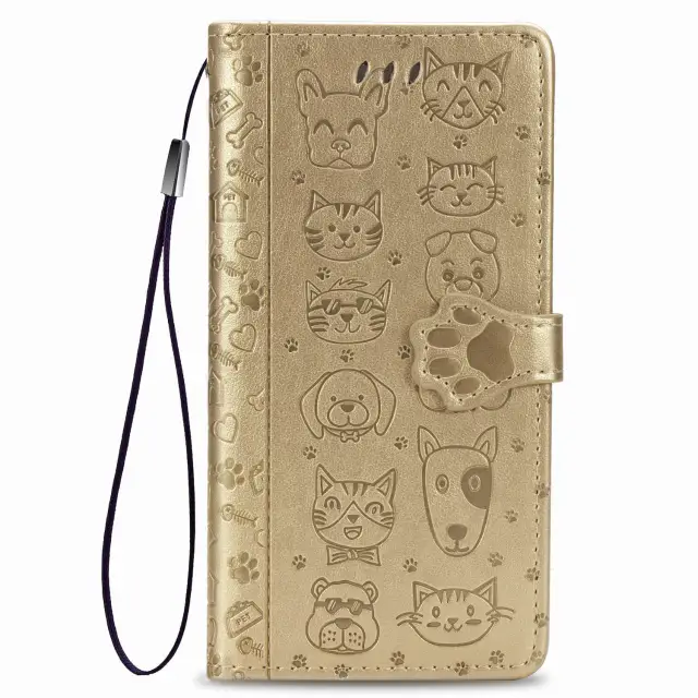 Wallet Phone Case for iPhone 12 Pro,Cartoon Cat Dog Pattern PU Leather Case with Magnetic Clasp and Cash Card Slots Holder Cover for iPhone 11