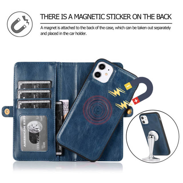 Folio Phone Case Wallet Compatible with iPhone 14 Deluxe 2 in 1 Folding iPhone Wallet Case Magnetic Detachable