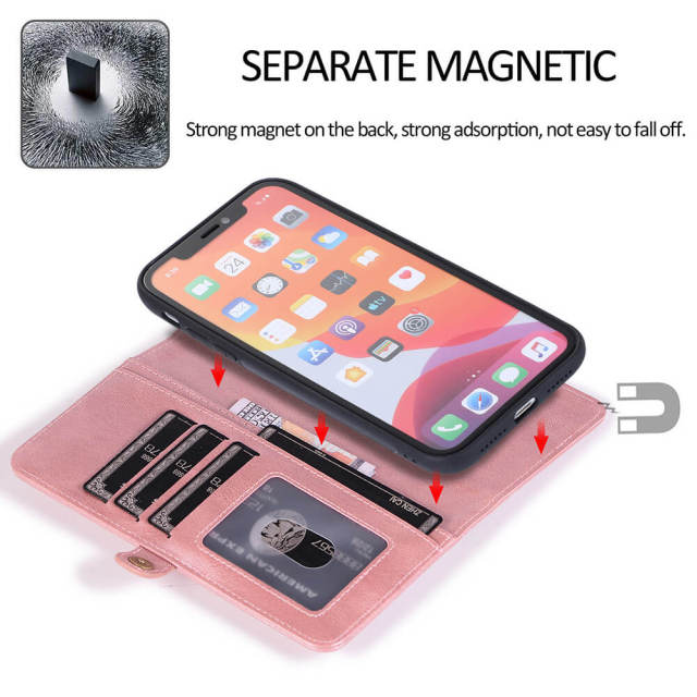 Folio Phone Case Wallet Compatible with iPhone 14 Deluxe 2 in 1 Folding iPhone Wallet Case Magnetic Detachable