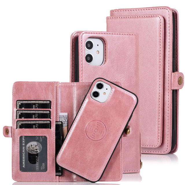 Folio Phone Case Wallet Compatible with iPhone 14 Deluxe 2 in 1 Folding iPhone Wallet Case Magnetic Detachable