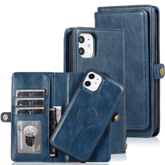 Folio Phone Case Wallet Compatible with iPhone 14 Deluxe 2 in 1 Folding iPhone Wallet Case Magnetic Detachable