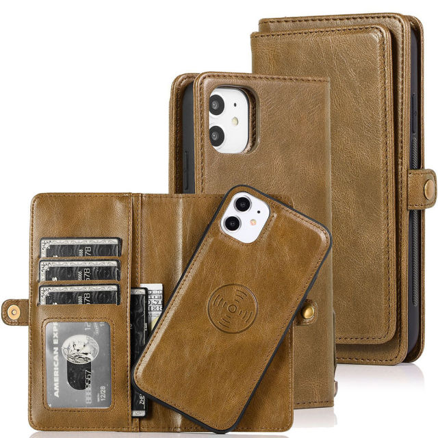 Folio Phone Case Wallet Compatible with iPhone 14 Deluxe 2 in 1 Folding iPhone Wallet Case Magnetic Detachable